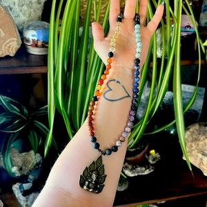 Crystal necklace elephant amethyst lava stone sodalite blood citrine carnelian